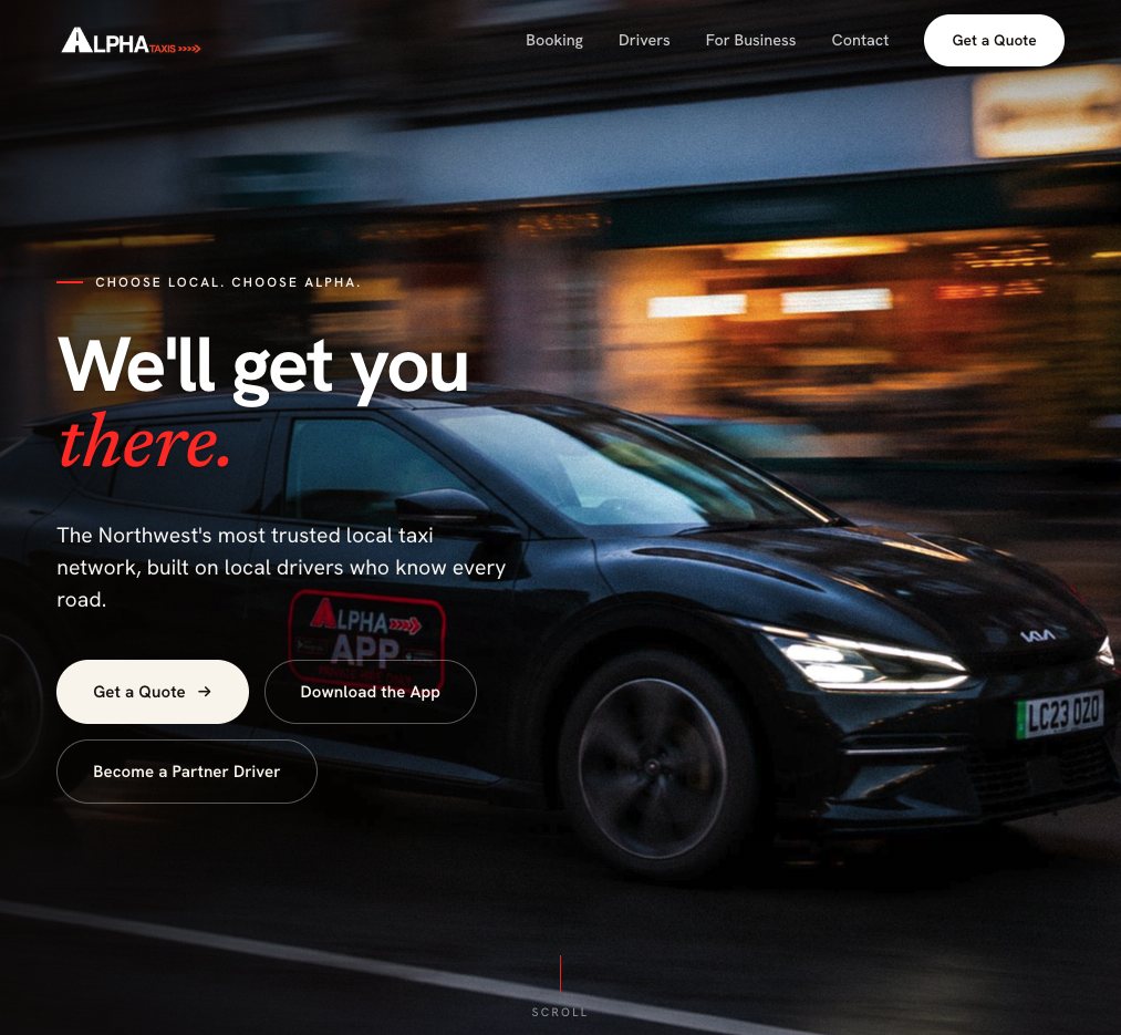 Alpha Taxis website